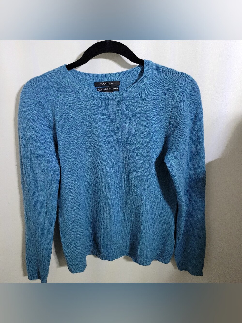 Tahari Women's Pure Luxe 100% Cashmere crewneck Teal Sweater, Size S